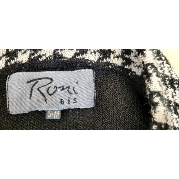 Roni Bis Black Houndstooth Color Block Mock Neck Pullover Vintage Sweater - Picture 6 of 6